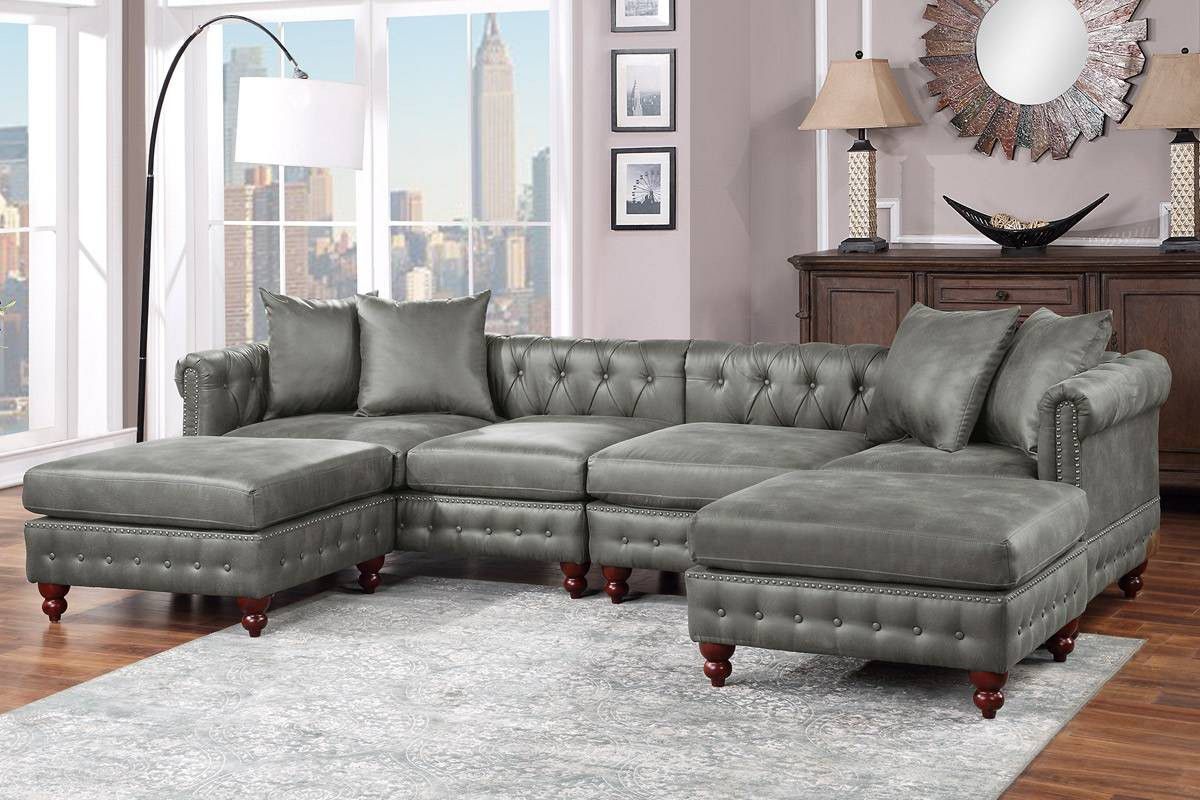 New Sectional  (Grey Breathable Leatherette)