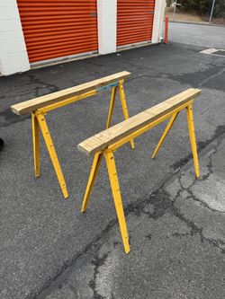 Pair of Crawford Pro Adjustable Folding Steel Sawhorses 