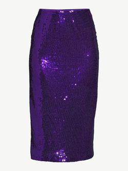 Purple Sequin MIDI Pencil Skirt