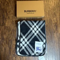 Burberry Black Check Wool Hooded Scarf