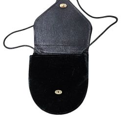 Black velvet-like evening bag with thin strap, gold snap. Unknown maker. NWOT.6"