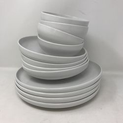 Over & Back Porcelain White Dinnerware Set