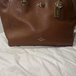 Coach Turnlock Chain Tote in Saddle Brown