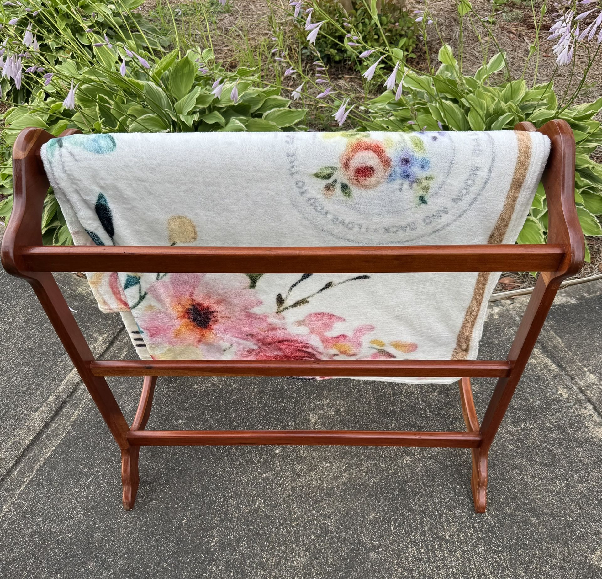 Vintage Solid Wood ?Teak/Maple 5 Rod Quilt Blanket Rack
