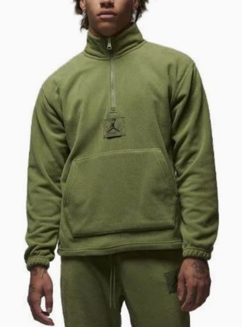 NEW Jordan Mens Medium Winterized Fleece Half Zip Light Olive (FD7863 340)