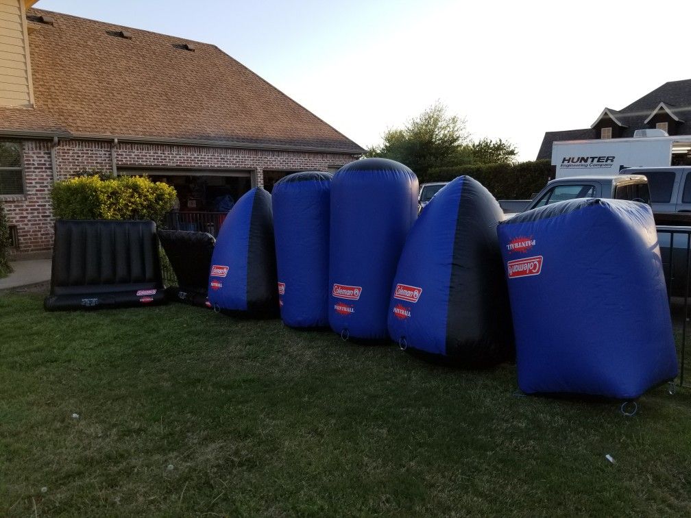 7 large Coleman inflatable paintball bunkers
