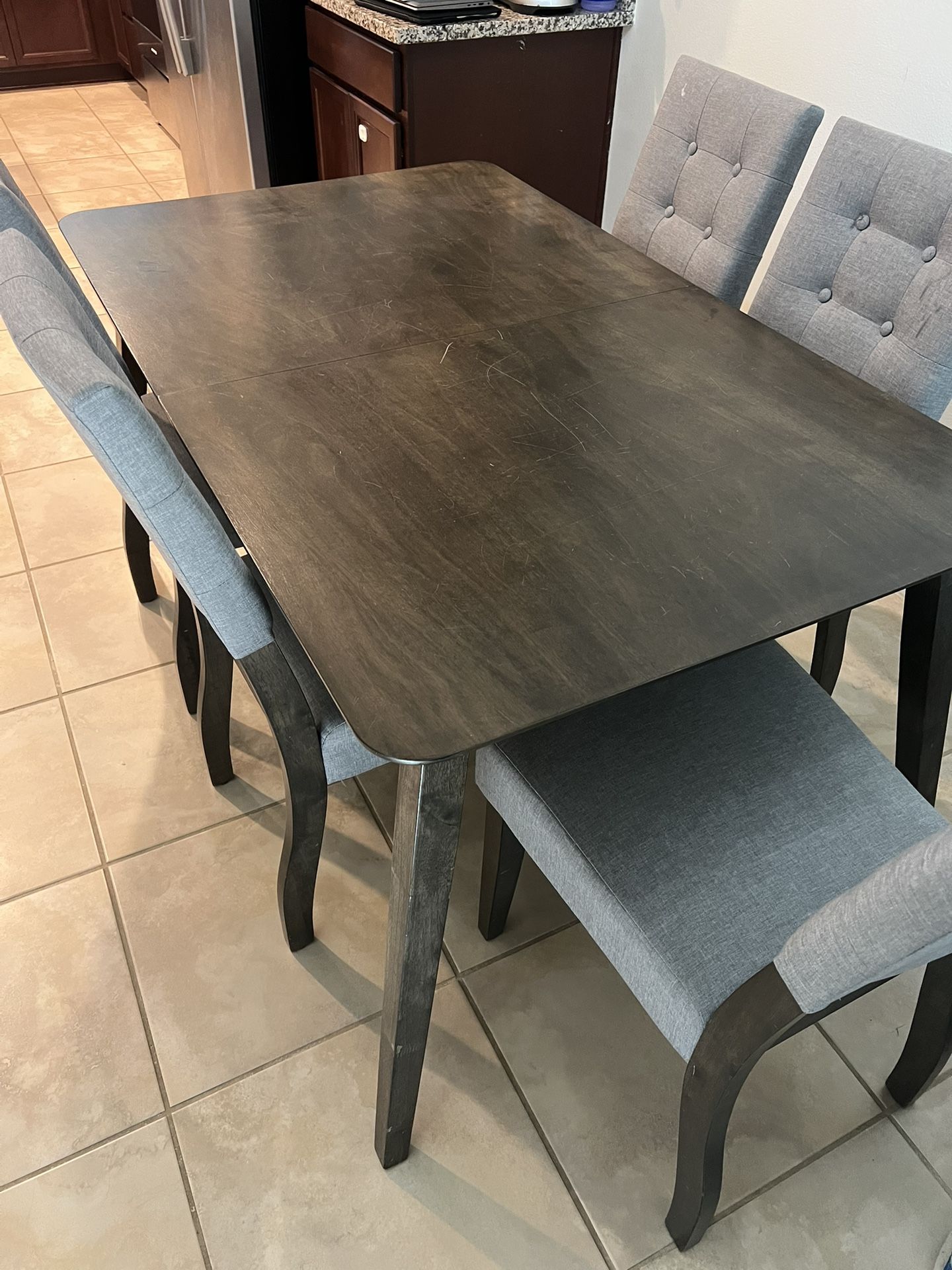 Walnut Dining Table With 5 Chairs
