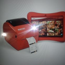 Menu Command Food Service Labeling. Tablet And Printer