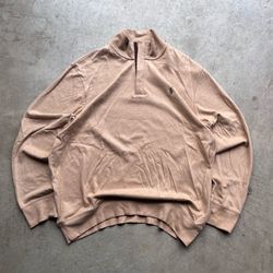 Polo Ralph Lauren Tan Quarter Zip Long Sleeve Shirt
