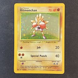 1999 Hitmonchan 7/102 Base Set Holo Rare Pokemon Card Near Mint/Mint