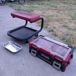 craftsman tool box, craftsman Rolling Seat and craftsman Magnetic Tray - $65
