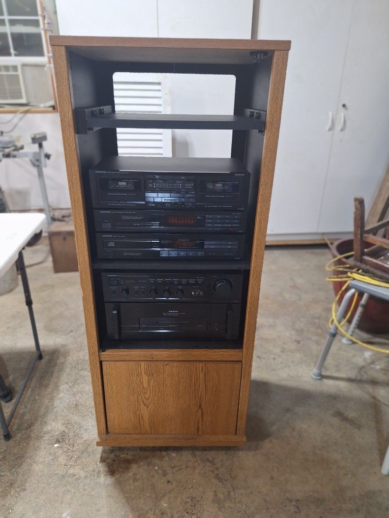 Onkyo Stereo System With Cabinet