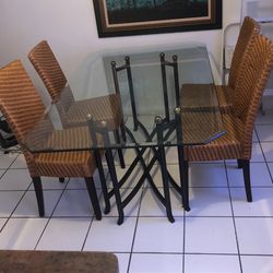Glass Table With 4 Chairs