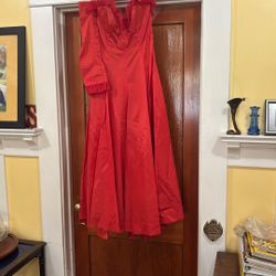 Size Small Red Gown With Gloves And Shawl