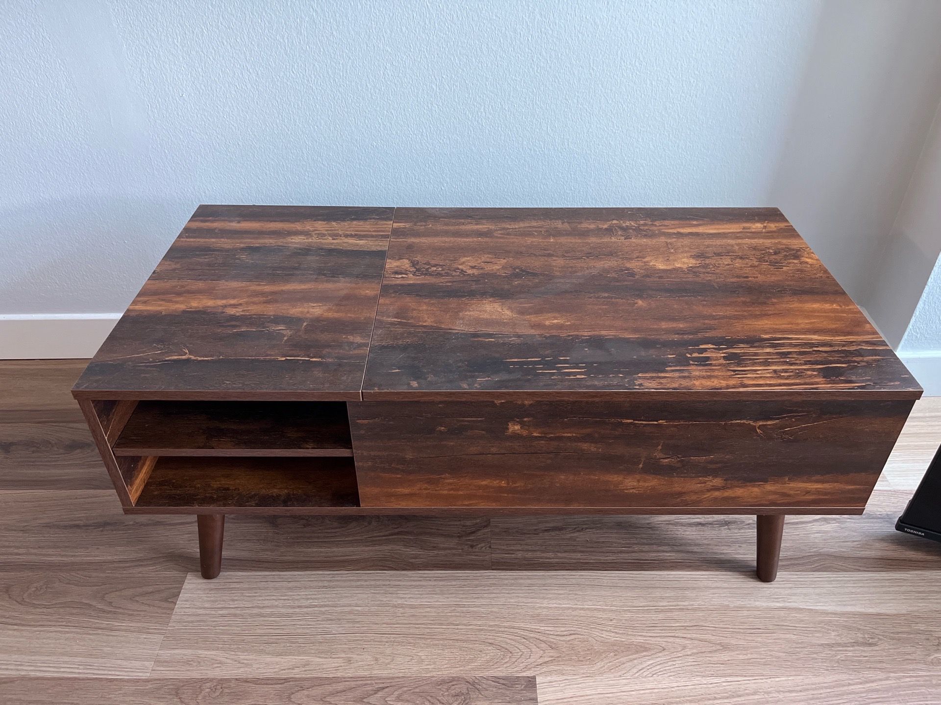 Living table / TV stand in dark walnut finish