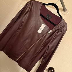 Maroon Faux Leather Jacket 