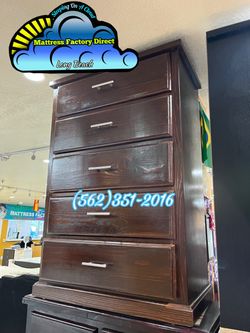 Brown five drawer dresser with bar handles new chest mueble bonito