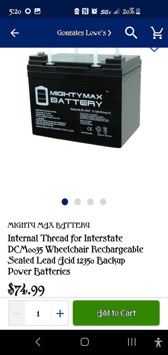 12 V 35 Amp Battery 