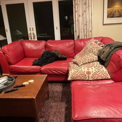 Red Leather Sectional