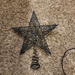 Black glittered star Christmas tree topper