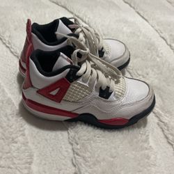 Nike Air Jordan 4 Retro Red Cement White Toddler Size 11C
