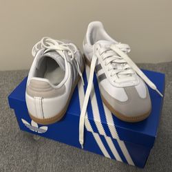 Women's Silver and White Sambas Size 6