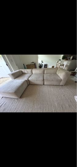 Corduroy Couch with Ottoman