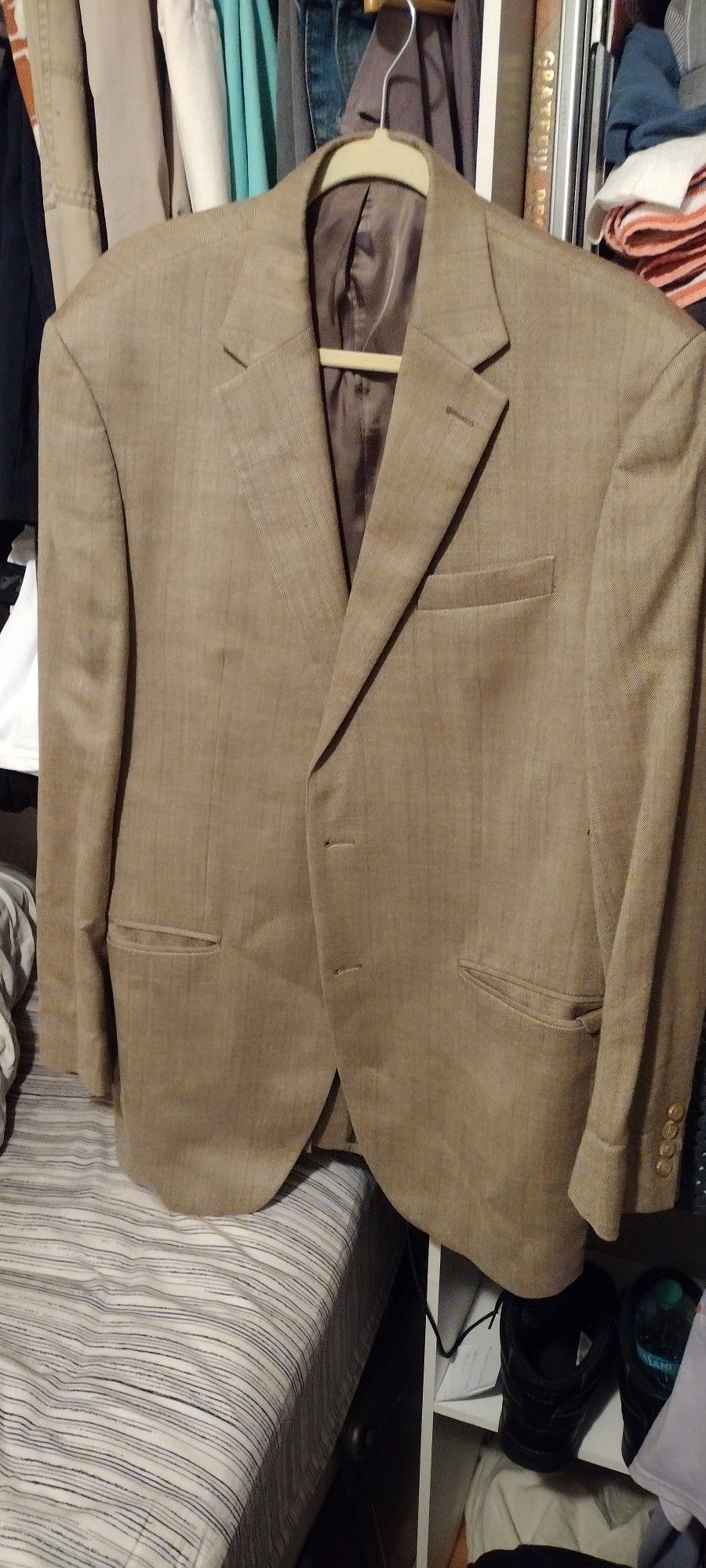 Ralph Lauren Men Size 44 L Gold Tan Silk Wool Sport Coat Blazer