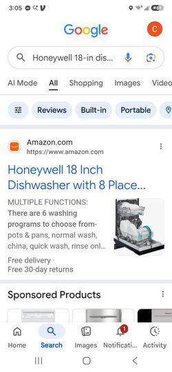 Honeywell 18 inch dishwasher