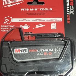 BRAND NEW MILWAUKEE 5.0AH RESISTANT BATTERY $100