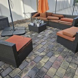 Patio Umbrella With Stands Like New