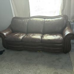Brown Leather Couch Set