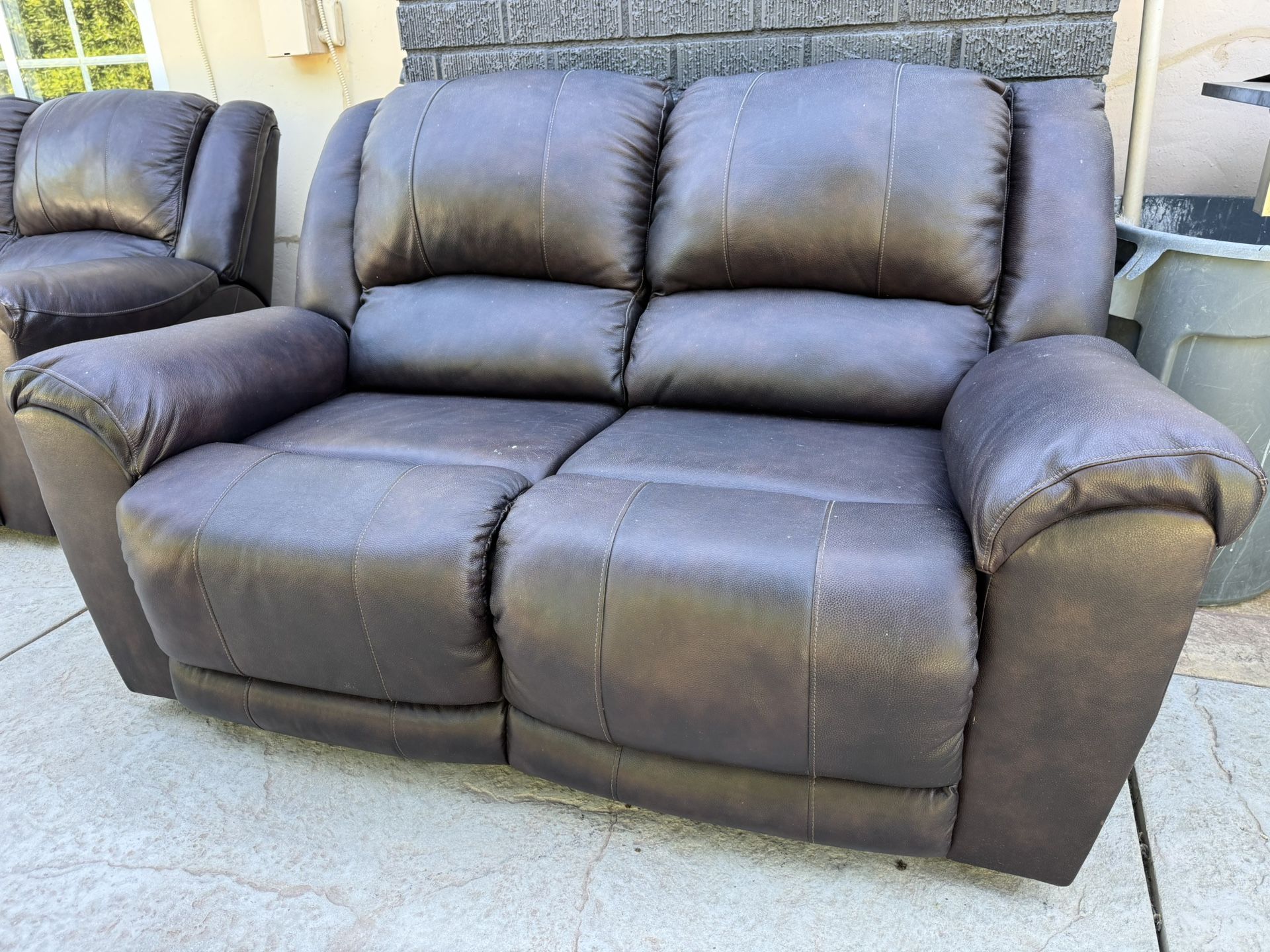 Reclining Leather Couch Set