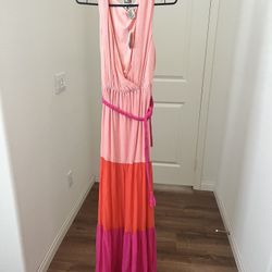 Pink And Reds Ombré Long Dress Size L