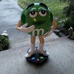 M&M Green Female Candy Character With Boots Store Display On Wheels 38” Tall