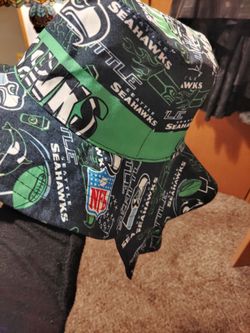 Seattle Seahawks hat with the neck flap in the back