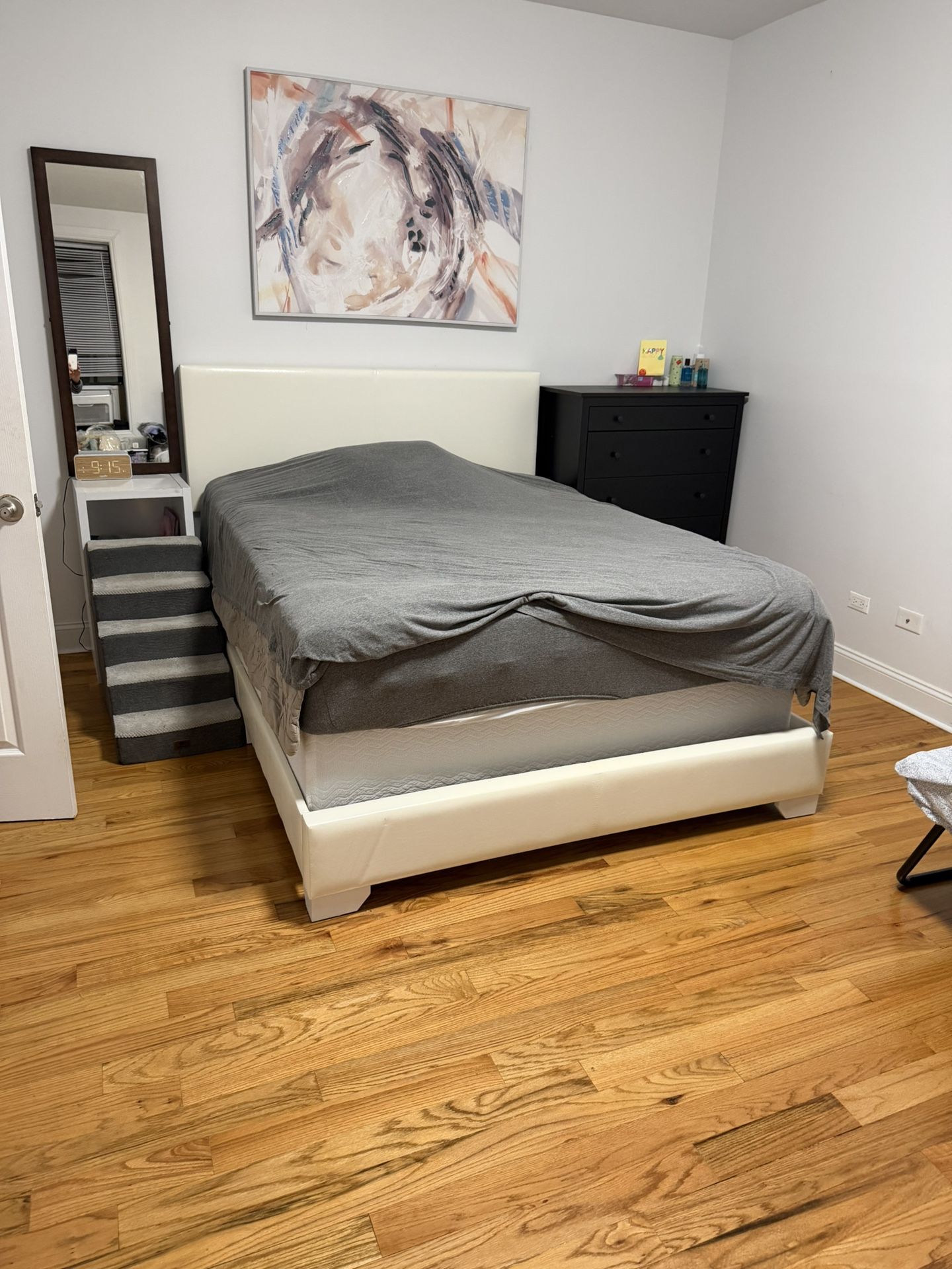 QUEEN Bed Frame + Mattress + Box Spring / Mattress Riser – $300 (OBO)