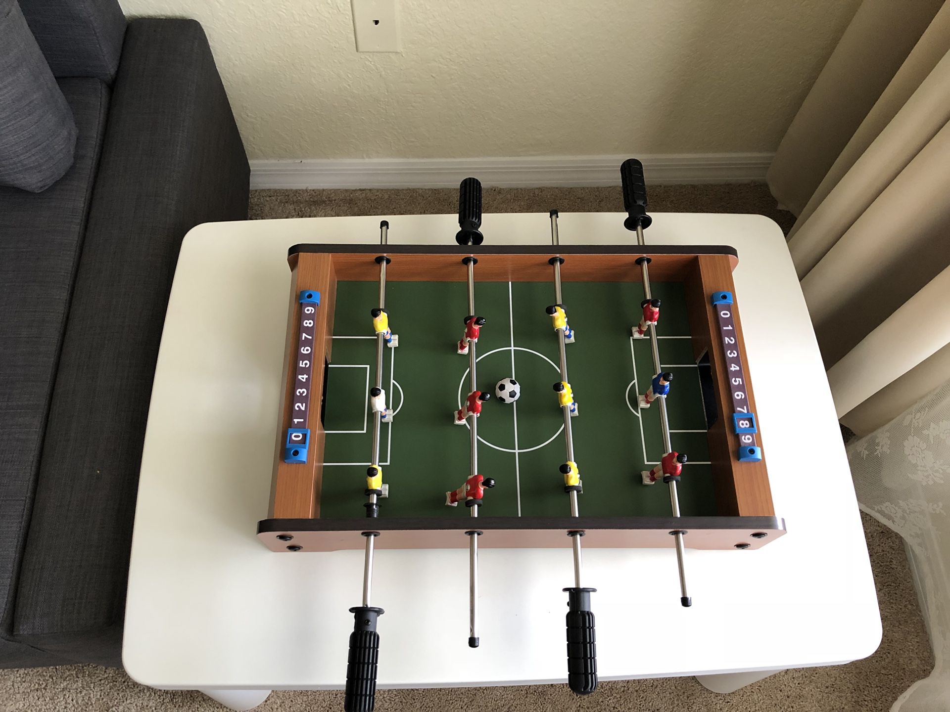 Tabletop Foosball Table- Portable Mini Table Football / Soccer Game Set with Two Balls and Score Keeper for Adults and Kids by Hey! Play!