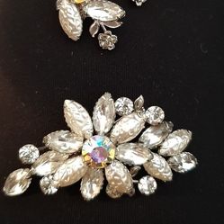 Western vintage jewelry. Brooch and clip earrings.