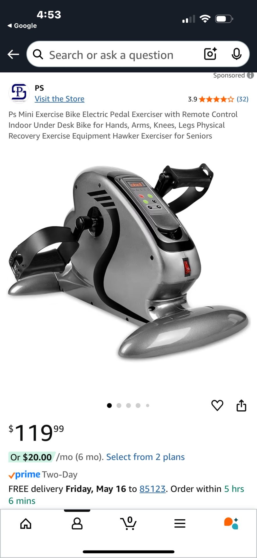 Mini Exercise Bike Electric Pedal Exerciser with Remote Control Indoor Under Desk Bike for Hands, Arms, Knees, Legs Physical Recovery Exercise Equi