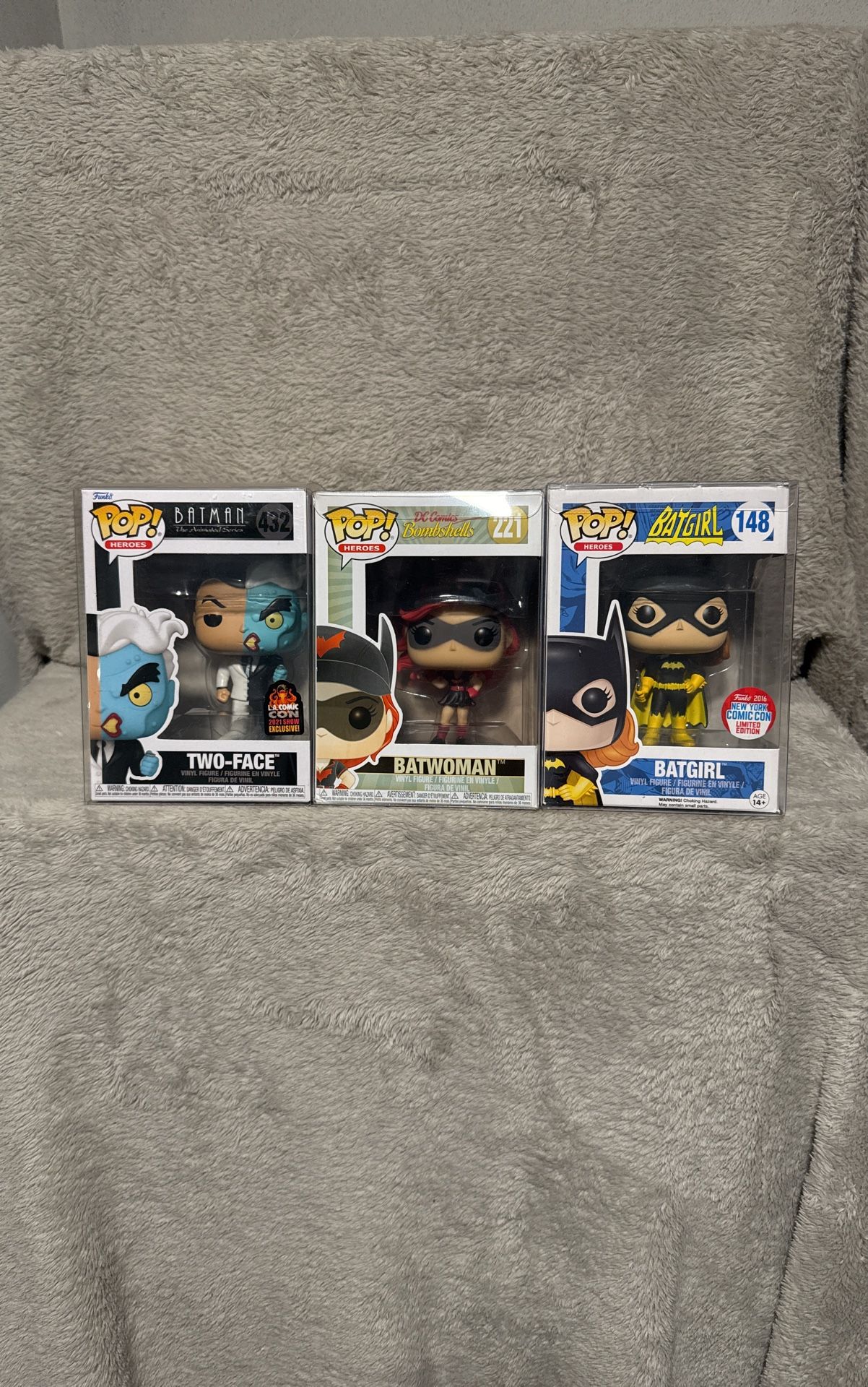 Two-Face, Batwoman, Batgirl Funko Pops
