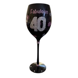 NWT Fabulous 40 Birthday Wine Glass Black Pink