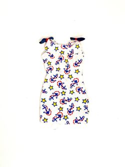 White Nautical Print Dress from Vintage 1995 Mattel “Barbie Fashion Favorites #68000-91”