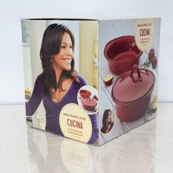 Rachael Ray Cucina 3pc Red Ceramic Bakeware Round Casserole Set 1.5Qt 2Qt Lid