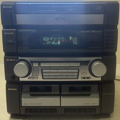 Aiwa CX-ZVR55U Stereo System 5 Disc CD Changer Dual Cassette Dolby DSP Tested
