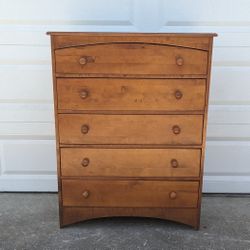 Chest of 5 Drawers _  Modern Brown Solid Wood Dresser Bedroom Furniture _ 35.5" wide x 46" tall x 20" deep _ All Drawers Slide Smoothly