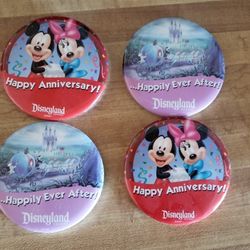 4 New Disney Anniversay 3in Button Pins