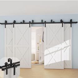 ZEKOO 9FT Four Doors Double Track Bypass Sliding Barn Door Hardware Kit