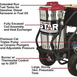 Great Price!Like New, NorthStar hot water/steam pressure washer, model 157310. 