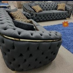 Livingroom Set Velvet Sofa & Loveseat Financing Options Available